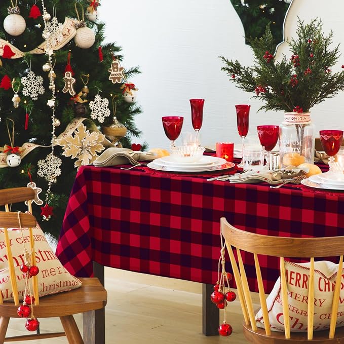 Red and Black Checkered Tablecloth Rectangle - Image 5