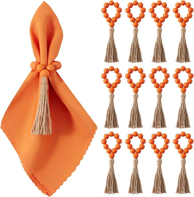 APTWOW Napkin Rings Set of 12, Thanksgiving Farmhouse Napkins Rings by APTWOW