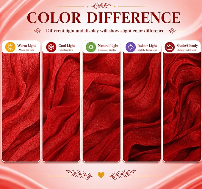 12 Pack Red Cheesecloth Table Runner 17x108 Inch Boho Rustic Semi Sheer Gauze - Image 6
