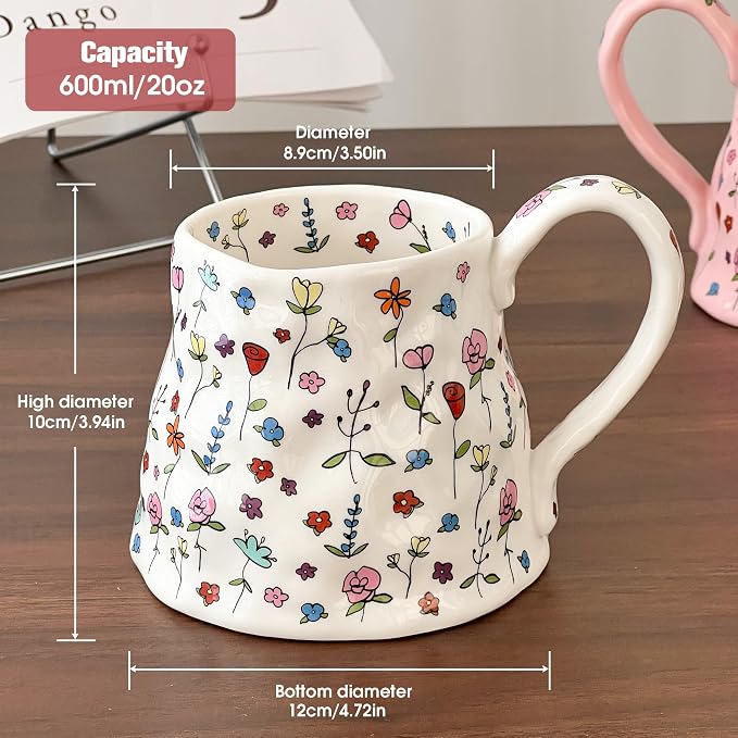 Large Ceramic Coffee Mug Cute Flower - Image 2