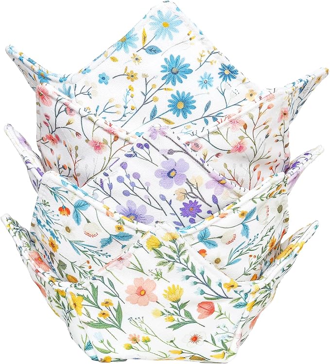 Cotton Microwavable Bowl Cozy, Microwave-Safe Hot Bowl Holders, Soup Bowl Cozy by ROGITU