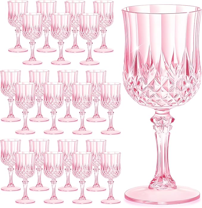 7OZ Plastic Wine Glasses, Reusable Vintage Goblets Unbreakable Drinking Glasses by Unknown
