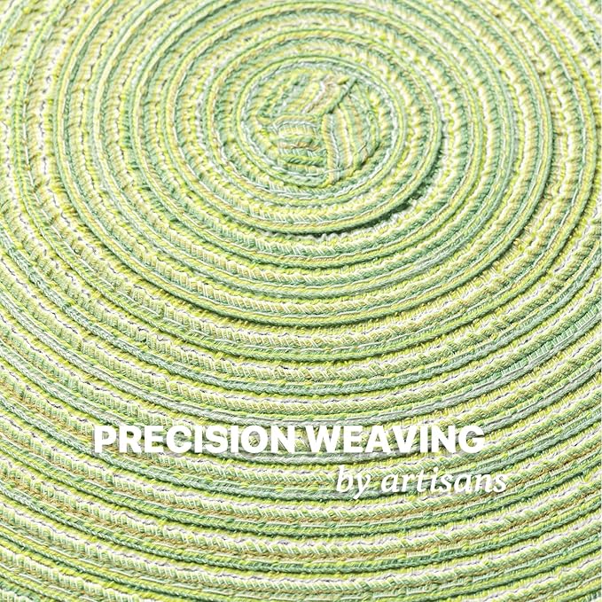Round Placemats Set of 4 Woven Placemats Washable Braided Table Mats for Dining Table Heat Resistant Non-Slip Circle Place Mats(Green)