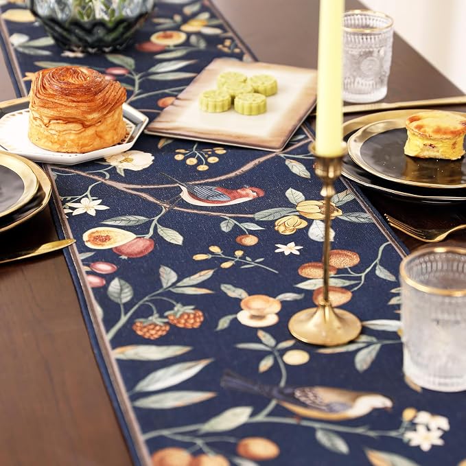 bilin gaier Designer Vintage Linen Small Table Runner, Floral Pattern, Dining - Image 6