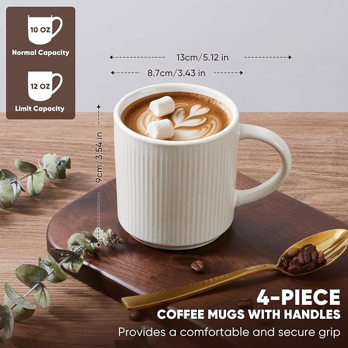 E-far Coffee Mugs Set of 4, 12 oz Stoneware Coffee Cups - Image 2