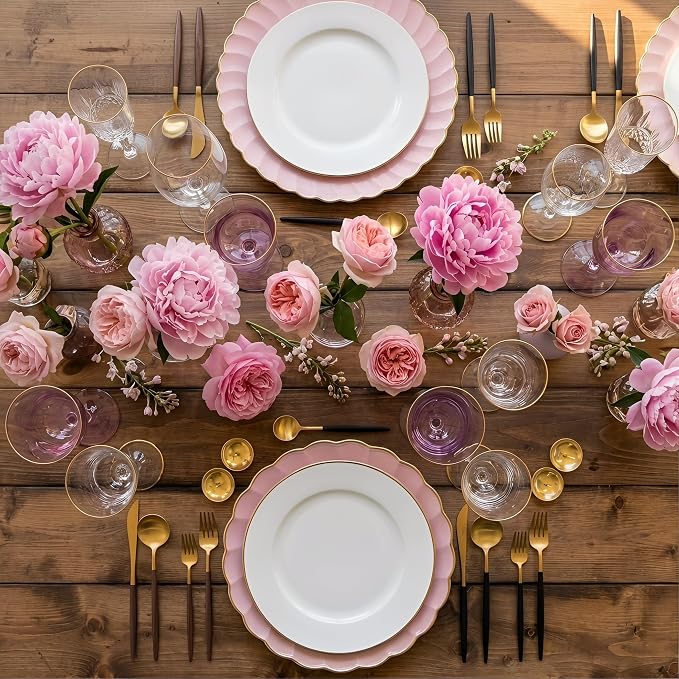 13 Inch Pink Scalloped Charger Plates - Image 10