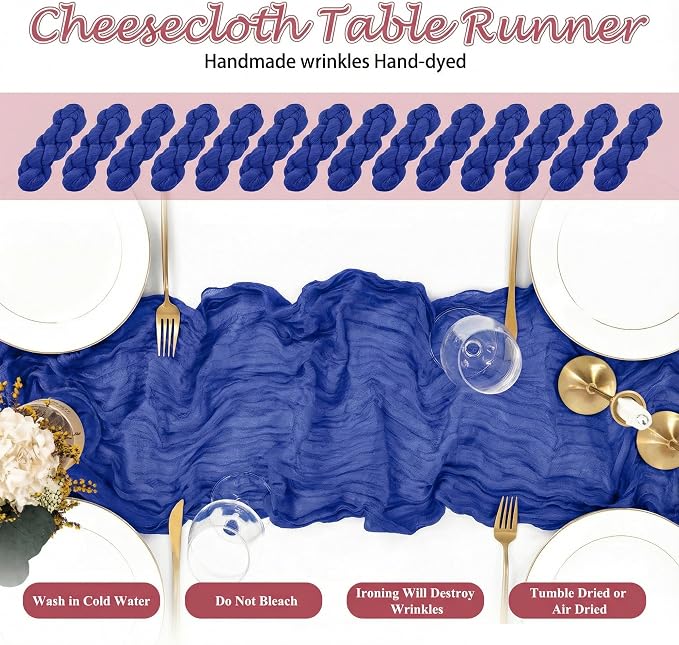 20 Packs Cheesecloth Table Runner 10FT Long Boho Gauze Fabric Table Runner - Image 3