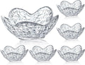 kanpura Mini Glass Bowls, Flower Shaped Prep Bowl, Dishwasher Safe, Pinch Bowls for Dipping Spices Sauce, Stackable, 1.5 oz, Set of 6, (Clear)