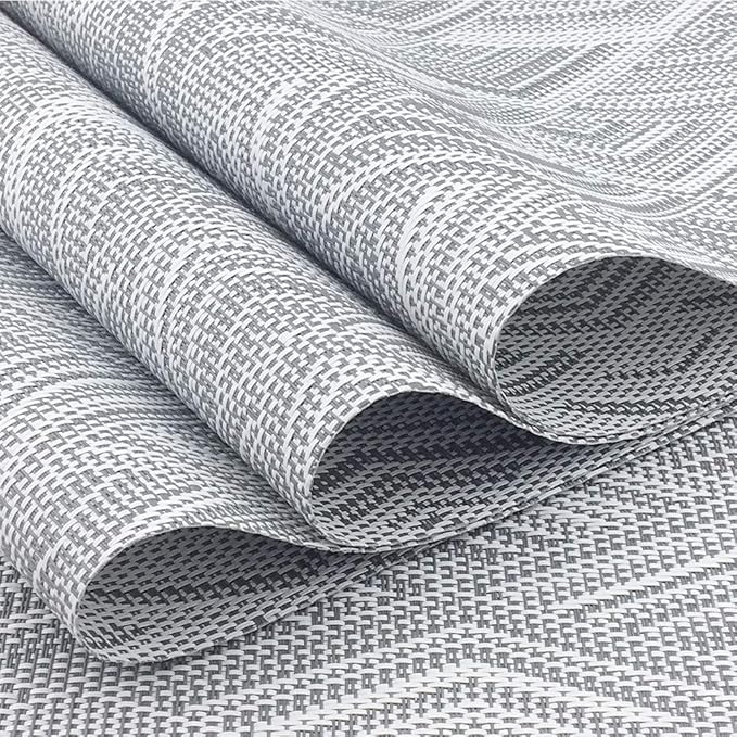 Gugrida Luxury Placemats Woven Vinyl Non-Slip Insulation Heat Stain Resistant Washable Table Placemats Kitchen Dining Table Top Meal Mat Place Mats PVC Set of 6, Shape of Grey Diamond