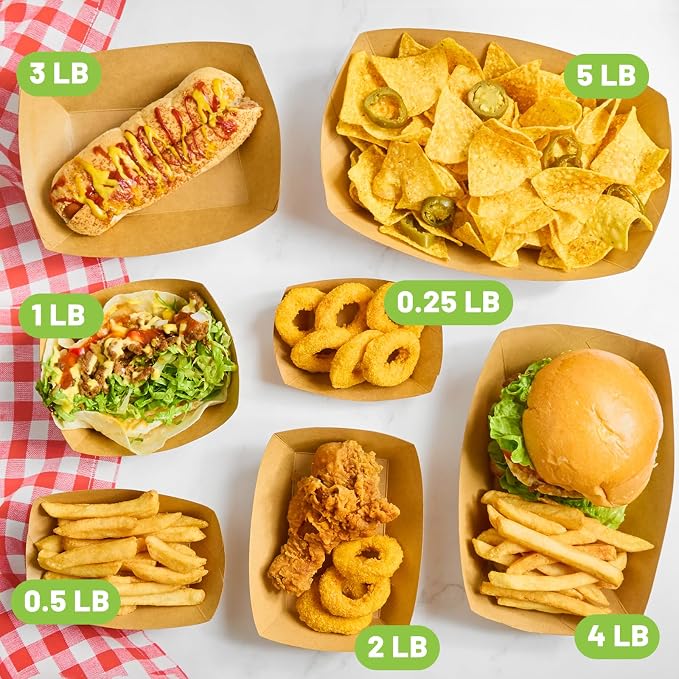 ZORRITA Extra Large Paper Food Trays, 5 LB, 50 Pack | Disposable, Kraft Paper - Image 6