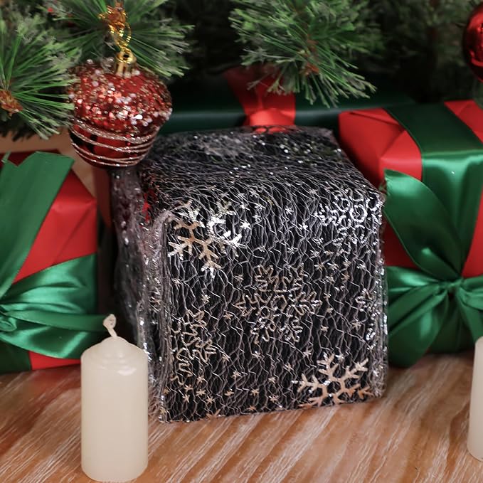 Snowkingdom Christmas Snowflake Silver Table Runner 11 Inch x 49 Feet Sparkly - Image 5