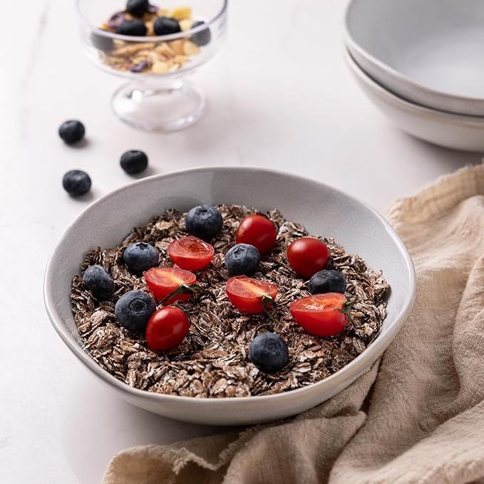 AmorArc Ceramic Cereal Bowls Set of 6, 24 oz Handmade Stoneware Bowls Set for Cereal Soup Salad, Stylish Kitchen bowls for Meal, Dishwasher & Microwave Safe, Reactive Color