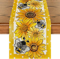 Artoid Mode Sunflower Bee Flower Polka Dot Summer Table Runner, Seasonal by ArtoidMode
