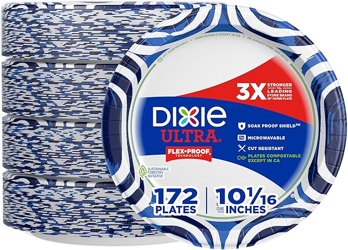 Dixie Ultra, Large Paper Plates, 10 Inch, 3X Stronger*, Heavy Duty, by Unknown