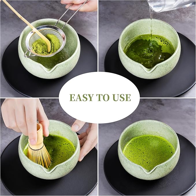 YIBO Matcha Whisk Set With Bowl, Ceramic Matcha Making Kit Includes Bamboo Whisk - Image 4