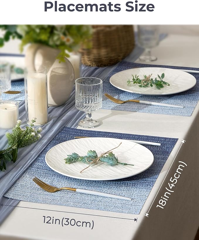 Leetaltree Gradient Blue Woven Placemats Set of 24 - Image 4