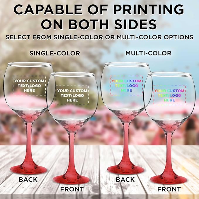Custom Premiere Wedding Wine Glasses 20.5 oz Set of 96, Personalized Bulk Pack - Restaurant Glassware, Perfect for Red Wine or White Wine - Red