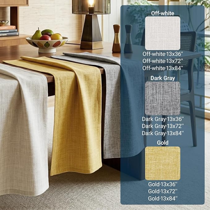 Q&J Fabric Co. Linen-Textured Table Runner 1 Pack 13x36 Inch Beige | Polyester - Image 7