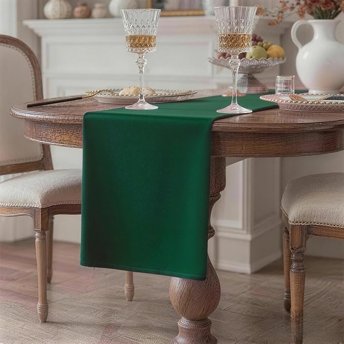 Green Table Runner, Waterproof Washable Runners 36 Inches Long | Reusable 12x36 - Image 2
