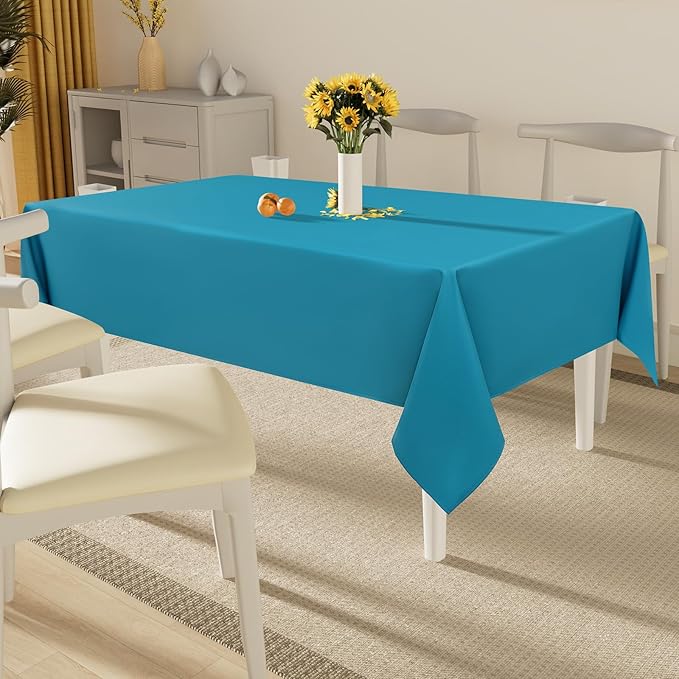Smiry Rectangle Table Cloth, Waterproof Anti-Scratch Polyester Tablecloth, Decorative Washable Fabric Table Cover for Dining, Buffet, Parties and Outdoor, 54x108, Teal