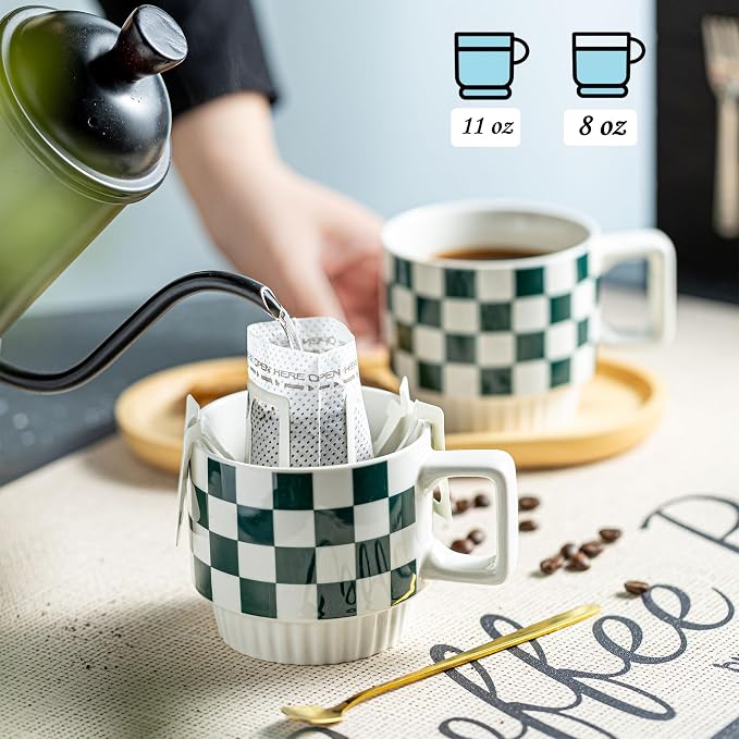 Miamolo Coffee Mugs with Stand and Spoons, Stacking Space-saving | 11oz - Image 3
