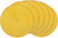 AHHFSMEI Round Braided Placemats 15 Inch Round Table Mats for Dining Tables Natural Woven Heat Resistant Place mats Set of 6 (Yellow)