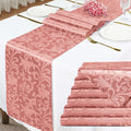 Rose Gold Damask Satin Table Runner 12 x 108 Inch, 6 Pack | Bright Smooth Damask by Eychei