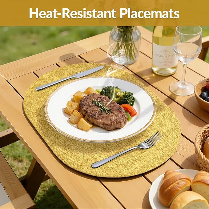 Placemats Set of 6, 11.8 x 17 Inch, Waterproof Wipeable Reversible PU Placemat - Image 4