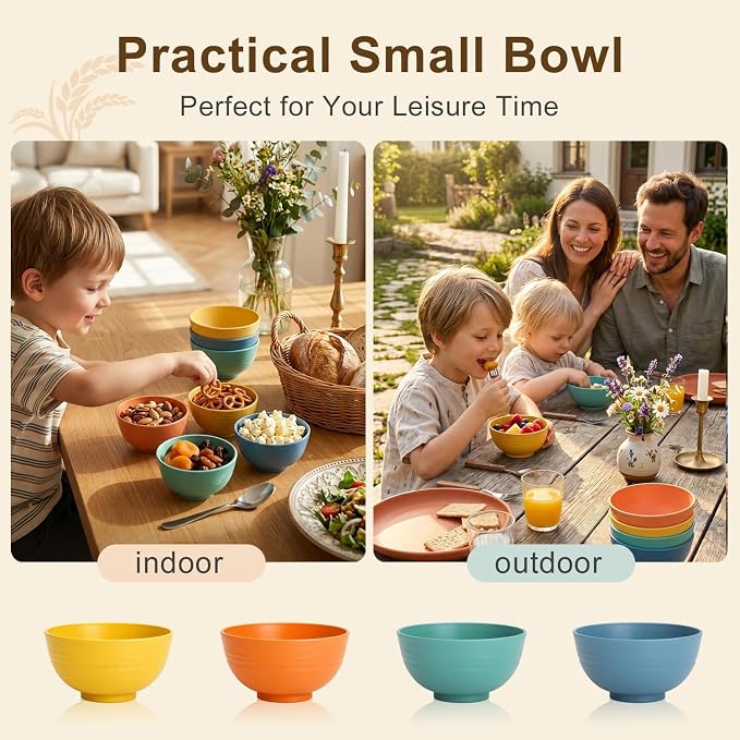 Wheat Straw Bowls 10oz, Small Plastic Bowl Reusable, Unbreakable Dessert Bowls - Image 7
