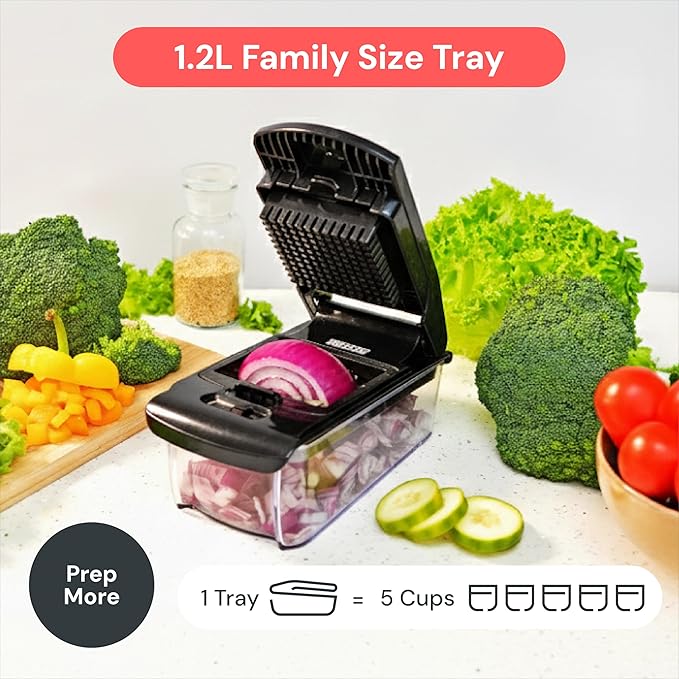 Fullstar The Original Pro Chopper - Vegetable Chopper and Spiralizer, Food Chopper with Container, Fruit Slicer, Kitchen Gadgets & Accessories, Home Essentials (2 in 1, Black)