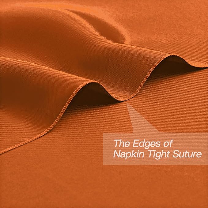 P Pothuiny 24 Pcs Burnt Orange Satin Napkins 17x17 in, Satin Cloth Napkins | - Image 3