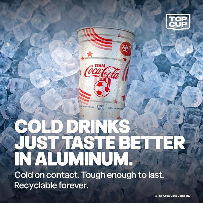 Top Cup – 20 Ounce, Officially Licensed Coca-Cola Soccer Theme Aluminum Party - Image 4