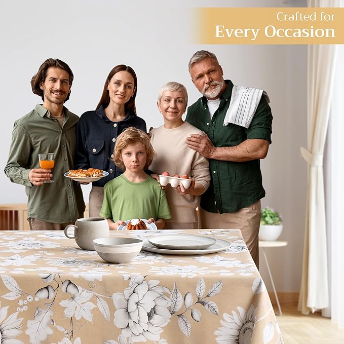 Maison d' Hermine Table Cloth Rectangle Table 100% Cotton 70 x 108 Inches Fall Tablecloth Reusable Everyday Use for Thanksgiving Christmas Decorations Dining Farmhouse Party (Pretty Autumn)