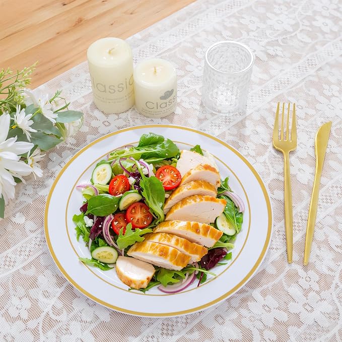 PULOTE 100PCS Gold Plastic Plates - Image 5