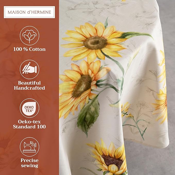 Maison d' Hermine Table Cloth Round Table 100% Cotton 63 Round Inches Tablecloth Reusable Decorative for Dining Room Farmhouse Home Valentines Day Decorations Spring Summer - Candice