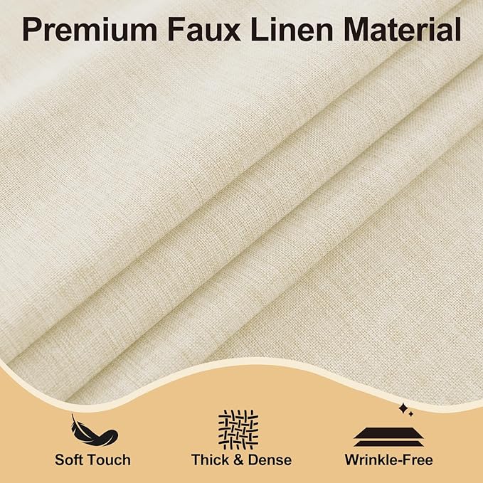 JIUZHEN Round Textured Table Cloth Linen Wrinkle Free Stain Resistant Farmhouse Decorative Circular Tablecloth for Kitchen, Dining, Party, Wedding, Outdoor Use (50 Inch Round,Champagne)
