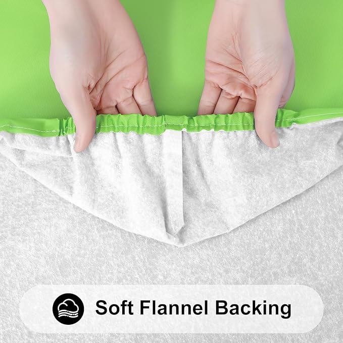 Smiry Rectangle Tablecloth, Elastic Fitted Flannel Backed Vinyl Tablecloths for 6ft Folding Tables, Waterproof Wipeable Table Covers for Indoor, Outdoor, Picnic and Camping (Lime Green, 30"x72")