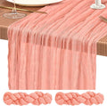 Showgeous 2 Pack Coral Cheesecloth Table Runners Boho Wedding Decor | Rustic by Showgeous