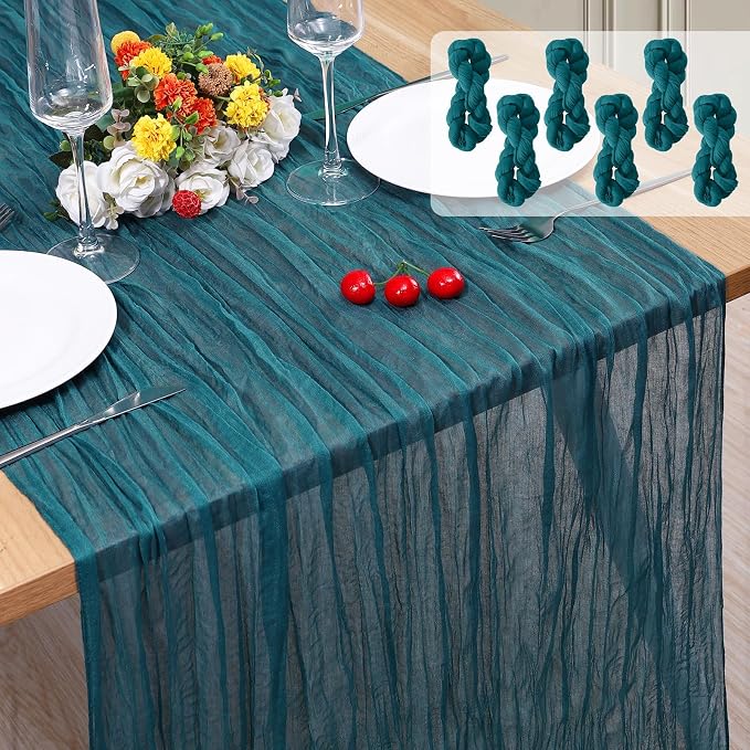 6 Pack Cheesecloth Table Runner 10Ft Christmas Gauze Boho Table Runners by Home
