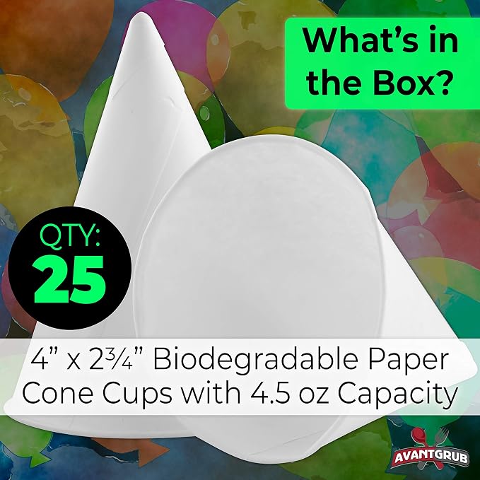 Eco-Friendly Wax-Free 4.5oz White Paper Cone Cups 25Pk. Small Dispenser Cup - Image 2