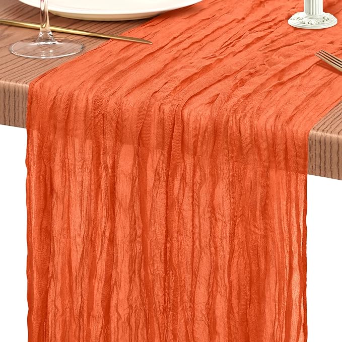 18 Pack Cheesecloth Table Runner 10FT Orange Table Runner Boho Gauze Cheese - Image 9