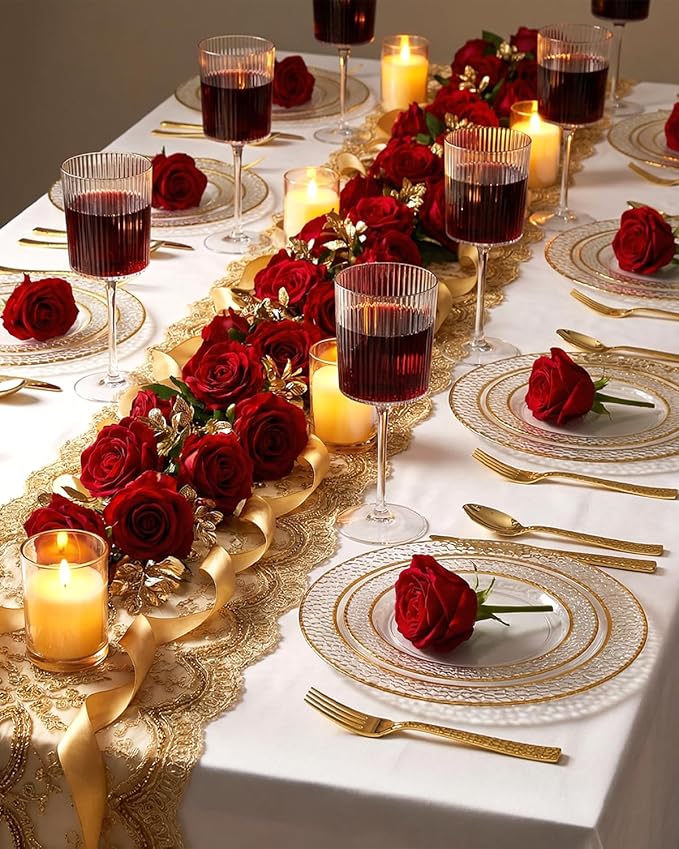Ciaell 12 PCS Plastic Ribbed Wine Glasses - 10 OZ Plastic Square Wine Glasses with Stem - Disposable Champagne Cups for Parties & Weddings & Party & Valentine's Day