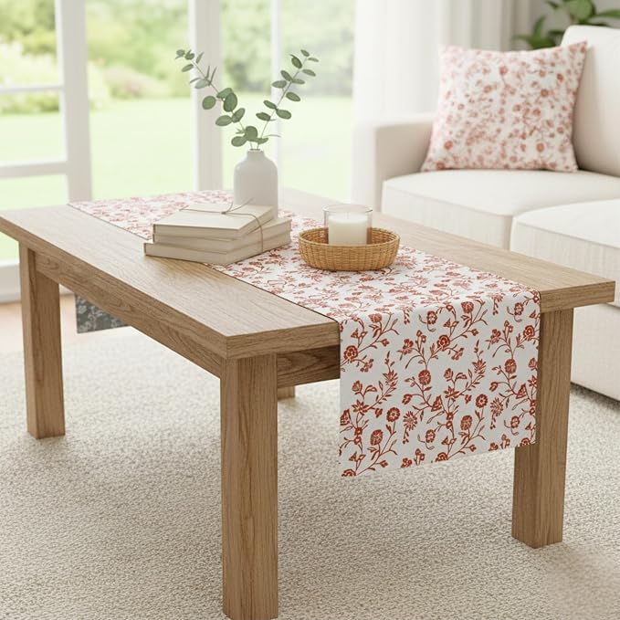 Floral Table Runner 72 Inches Long Vintage Flowers Botanical Design Vintage - Image 3