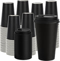 16 oz Paper Coffee Cups with Lids 100 Pack, To Go Cups, by VPACKDUO