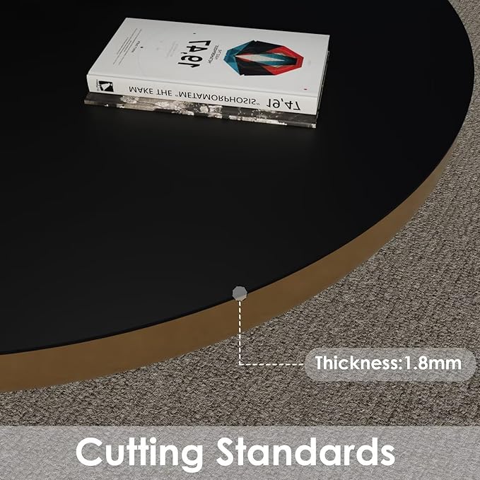 Round Table Pad, 1.8mm Thick, 41 Inch Diameter, Leather Table Cover and Protector for Dining Table Top (Black+Black)