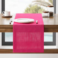Linen Textured Border Table Runner, 14 x 36 Inch Hot Pink | Mitered Corner by ZEEMARTONLINE