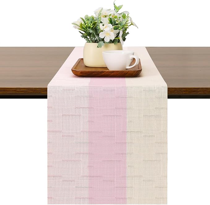 Table Runner 71 Inches Long, Vinyl Woven Farmhouse Table Runners | Washable by Chitomars