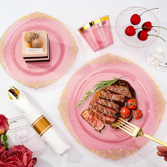 Bestluck 700PCS Burgundy Disposable Dinnerware - Image 6