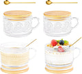 Glass Coffee Mugs with Lid 14 oz Clear Coffee Cups with Handle Spoon | Vintage by ICESIP