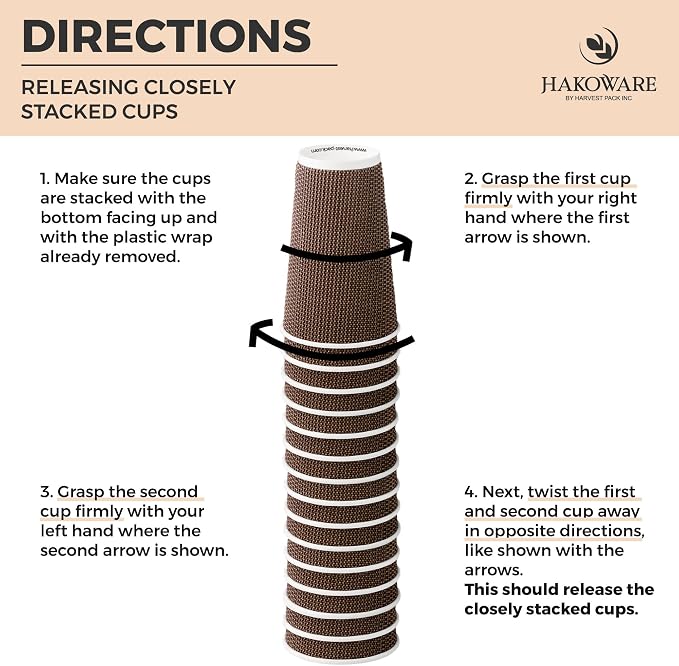 Harvest Pack 16 oz Disposable Coffee Cups, Insulated Ripple Double-Walled Paper - Image 4